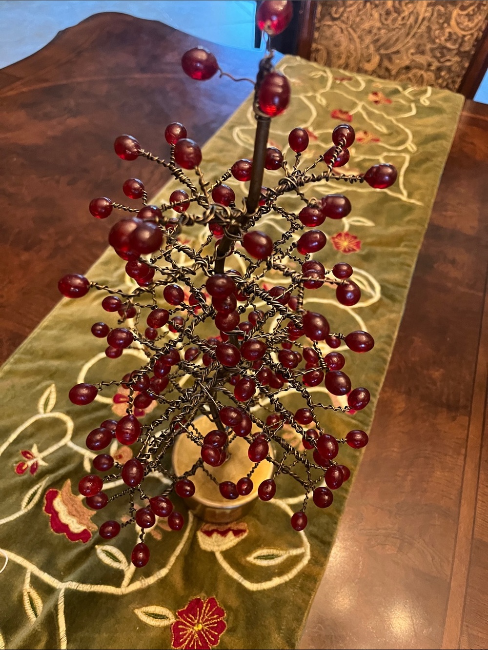 Red Berry Bronze Wire Tree Outstanding! Made in India 🇮🇳 - Picture 9 of 10